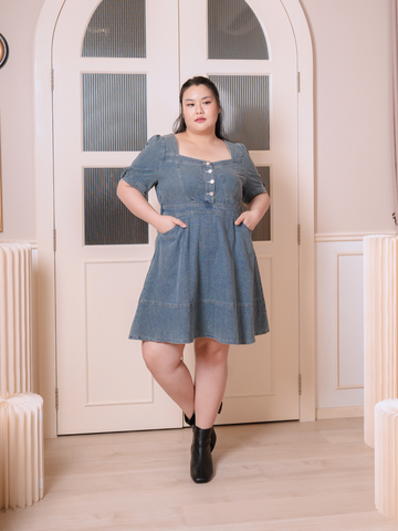 LEVI Denim Flare Hem Dress With Pockets