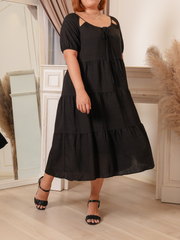 MIZUKI Casual Oversized Layered Flare Maxi Dress