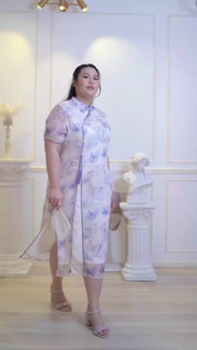 HARLOW Purple Tassel Chiffon Cheongsam Qipao Dress