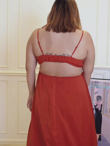 BELLAROSE Satin Red Bare Back Cocktail Dinner Dress